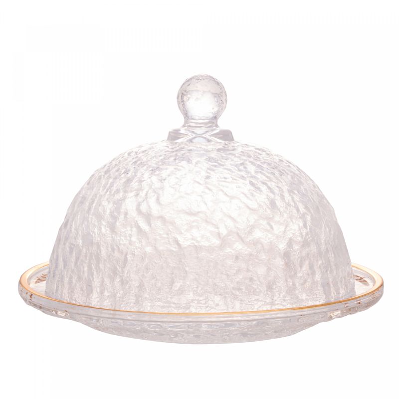 Queijeira-de-Cristal-Martelado-com-Tampa-e-Fio-de-Ouro-Petra-195cm-x-13cm-Lyor