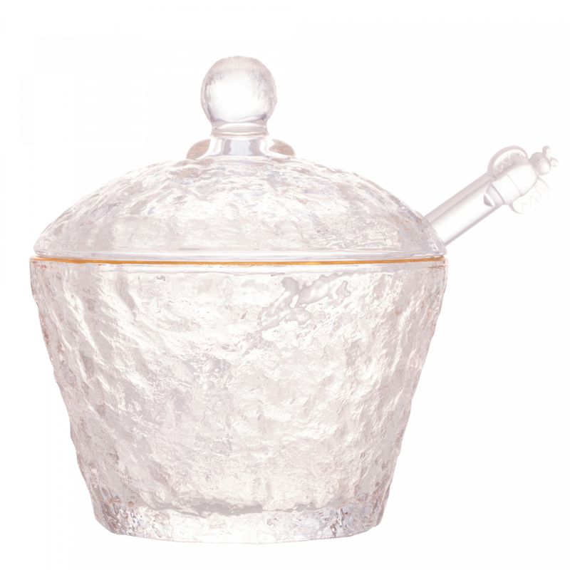Meleira-de-Cristal-Martelado-com-Colher-e-Tampa-com-Fio-de-Ouro-Petra-10cm-Lyor