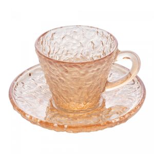 Xícara de Cristal Martelado para Café com Pires Petra Âmbar Metalizado 70ml - Lyor
