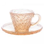 Xicara-de-Cristal-Martelado-para-Cafe-com-Pires-Petra-Ambar-Metalizado-70ml-Lyor