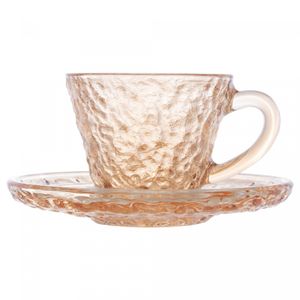 Xícara de Cristal Martelado para Café com Pires Petra Âmbar Metalizado 70ml - Lyor