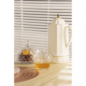 Meleira de Cristal Martelado com Colher e Tampa Petra 10cm - Lyor