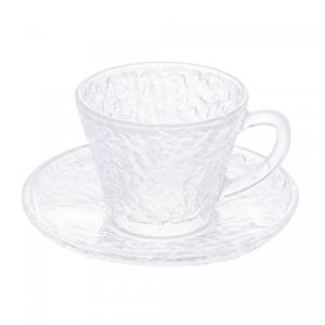 Xícara de Chá de Cristal Martelado com Pires Petra 180ml - Lyor