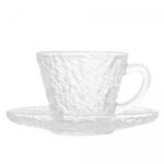 Xicara-de-Cha-de-Cristal-Martelado-com-Pires-Petra-180ml-Lyor