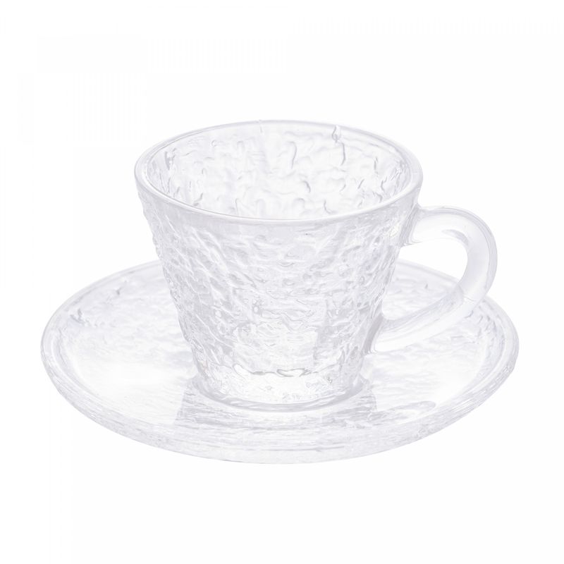 Xicara-de-Cafe-de-Cristal-Martelado-com-Pires-Petra-70ml-Lyor