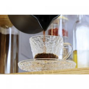 Xícara de Café de Cristal Martelado com Pires Petra 70ml - Lyor