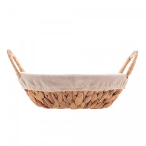 Cesta Redonda de Fibra Natural com Forro em Tecido e Alça 24cm x 7cm - Lyor