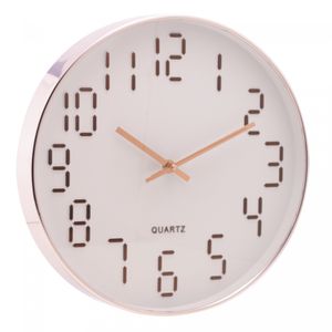 Relógio de Parede em Plástico Quartz Branco com Rosé 30,5cm x 4,3cm - Lyor