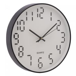 Relógio de Parede em Plástico Quartz Branco com Preto 30,5cm x 4,3cm - Lyor