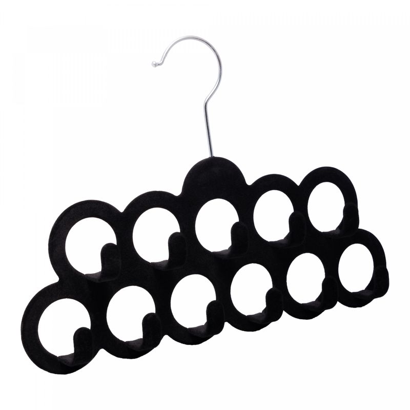 Cabide-de-Plastico-para-Lencos-e-Cintos-Aveludado-Preto-30cm-x-35cm-x-205cm-Lyor