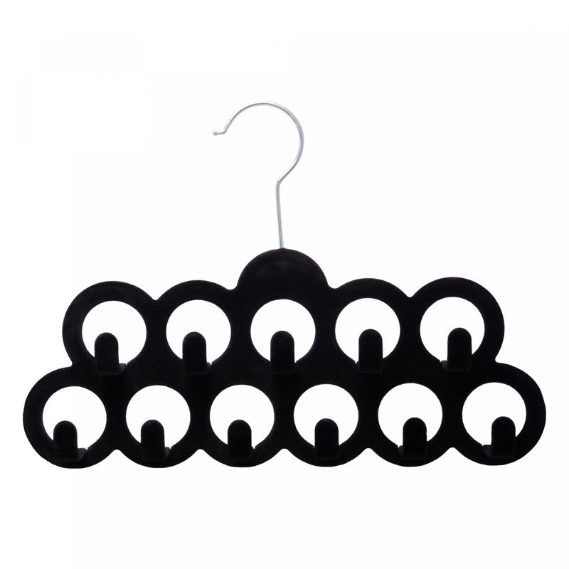Cabide-de-Plastico-para-Lencos-e-Cintos-Aveludado-Preto-30cm-x-35cm-x-205cm-Lyor