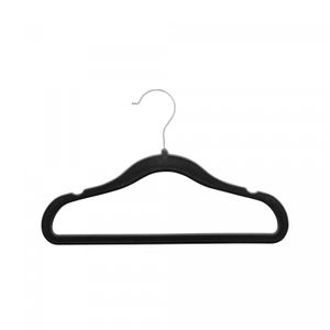 Conjunto 3 Cabides de Plástico Aveludado Infantil Preto 30cm x 0,55cm x 19,5cm - Lyor