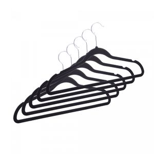 Conjunto 5 Cabides de Plástico Emborrachados Preto 41,5cm x 0,55cm x 22cm -Lyor