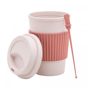 Copo de Café de Bambu e PP com Tampa e Mexedor Sortido 450ml - Lyor
