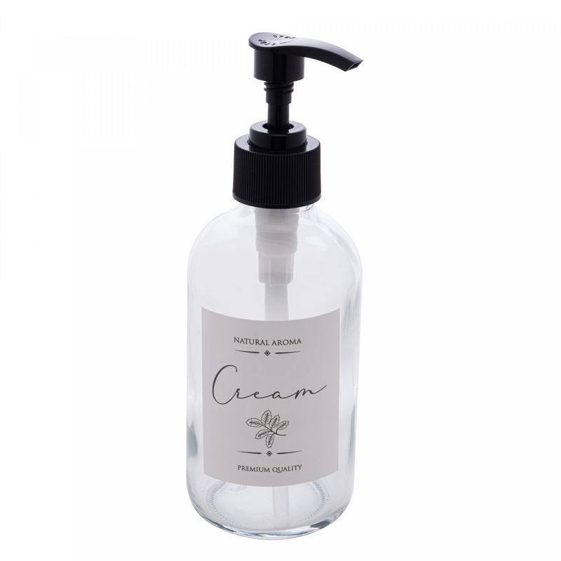 Porta-Creme-de-Vidro-com-Pump-em-Plastico-250ml-Lyor