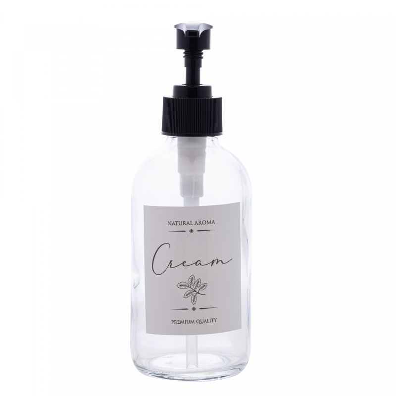 Porta-Creme-de-Vidro-com-Pump-em-Plastico-250ml-Lyor