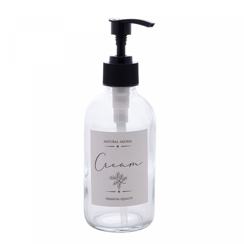 Porta-Creme-de-Vidro-com-Pump-em-Plastico-250ml-Lyor
