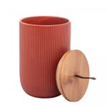 Potiche-de-Ceramica-com-Tampa-de-Bambu-e-Pegador-de-Corda-Lines-Terracota-10cm-x-15cm-Lyor