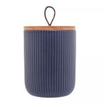 Potiche-de-Ceramica-com-Tampa-de-Bambu-e-Pegador-de-Corda-Lines-Azul-Marinho-10cm-x-125cm-Lyor