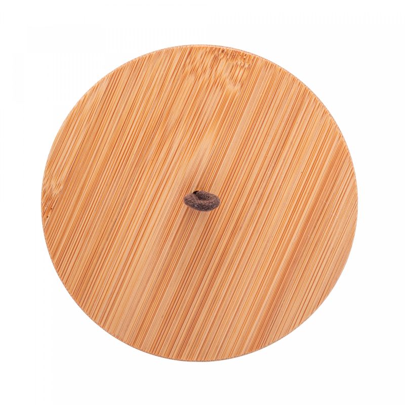 Potiche-de-Ceramica-com-Tampa-de-Bambu-e-Pegador-de-Corda-Lines-Azul-Marinho-10cm-x-15cm-Lyor