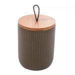 Potiche-de-Ceramica-com-Tampa-de-Bambu-e-Pegador-de-Corda-Lines-Verde-10cm-x-125cm-Lyor