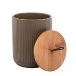 Potiche-de-Ceramica-com-Tampa-de-Bambu-e-Pegador-de-Corda-Lines-Verde-10cm-x-125cm-Lyor