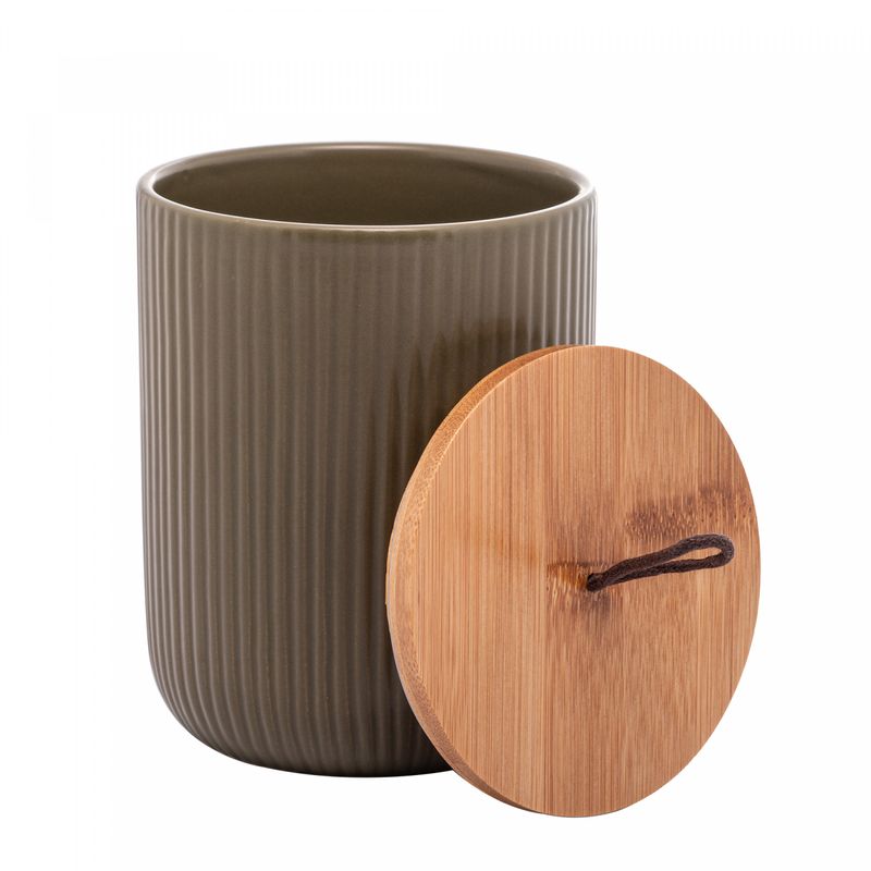 Potiche-de-Ceramica-com-Tampa-de-Bambu-e-Pegador-de-Corda-Lines-Verde-10cm-x-125cm-Lyor