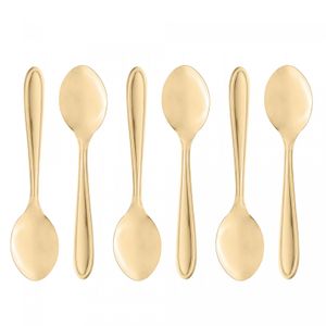 Conjunto 6 Colheres de Mesa de Aço Inox Gastro Dourado 19cm - Lyor