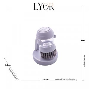 Escova de Plástico para Limpeza com Dispenser e Suporte Cinza 12,5cm x 9,5cm - Lyor