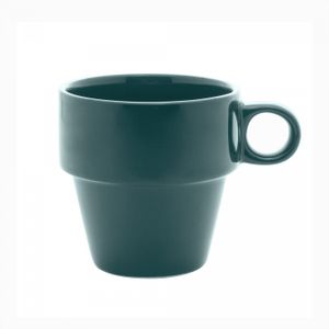Xícara de Chá de Cerâmica Empilhável Verde 210ml- Lyor