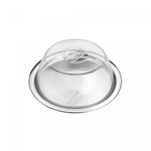 Prato para Bolo de Aço Inox com Tampa de Plástico Prime 32cm x 11cm - Lyor