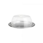 Prato-para-Bolo-de-Aco-Inox-com-Tampa-de-Plastico-Prime-32cm-x-11cm-Lyor