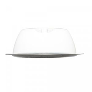 Prato para Bolo de Aço Inox com Tampa de Plástico Prime 32cm x 11cm - Lyor