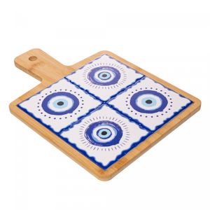 Conjunto 2 Peças Tábua com Bandeja Greek 22,5cm x 32cm x 1cm Bambu - Lyor