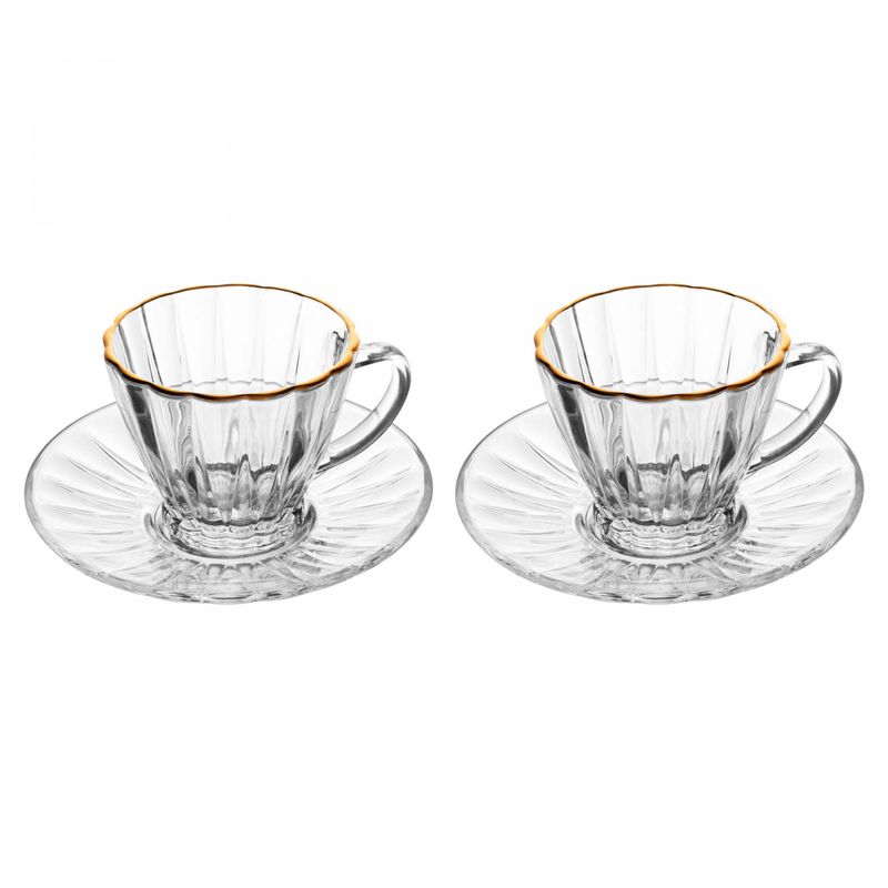 Conjunto-2-Xicaras-para-Cafe-com-Fio-de-Ouro-e-Pires-Radial-90ml-Cristal-Lyor