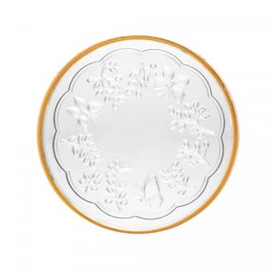 Prato Decorativo New Butterfly com Fio de Ouro 11cm x 1,5cm Cristal Ecológico - Lyor