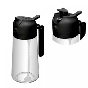 Galheteiro 2 em 1 com Borrifador Plástico 450ml Preto Vidro - Lyor