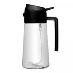 Galheteiro-2-em-1-com-Borrifador-Plastico-450ml-Preto-Vidro-Lyor