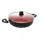 Wok-de-Inducao-com-Tampa-de-Vidro-Chef-Pro-28cm-Vermelho-Aluminio-com-Revestimento-Ceramico-Lyor