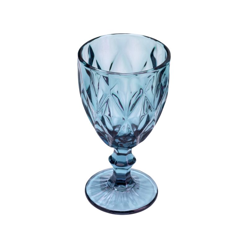 Taca-de-Agua-de-Vidro-Diamond-Azul-350ml-Lyor