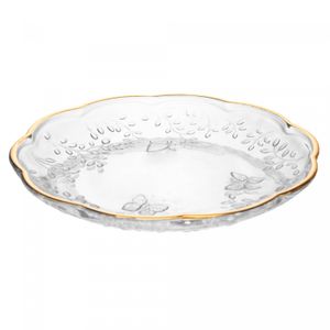 Queijeira com Tampa New Butterfly com Fio de Ouro 19,5cm x 12,5cm Cristal Ecológico - Lyor