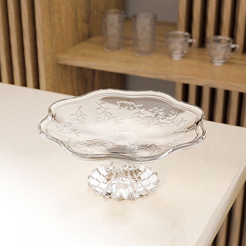 Prato-para-Bolo-com-Pe-New-Butterfly-265cm-x-27cm-x-12cm-Cristal-Ecologico-Lyor