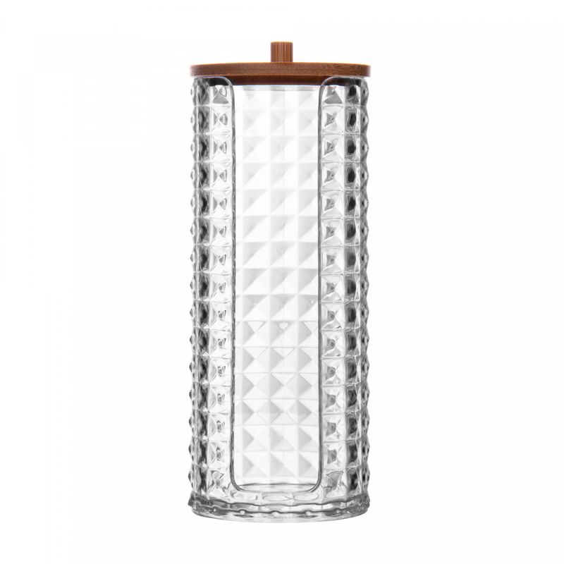 Porta-Cotonete-Retangular-com-Tampa-de-Bambu-Special-My-Box-9cm-x-7,5cm-x-8,5cm-Plastico-Lyor