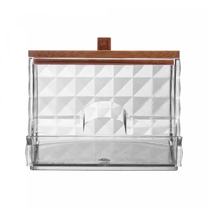 Porta-Cotonete-Retangular-com-Tampa-de-Bambu-Special-My-Box-9cm-x-75cm-x-85cm-Plastico-Lyor