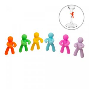 Conjunto 6 Marcadores de Taças Bonecos Sortido Silicone - Lyor.
