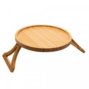 Bandeja Redonda Dobrável para Braço de Sofá 25cm Bambu - Lyor