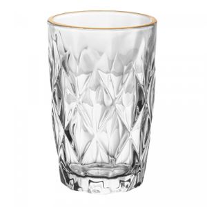 Copo Alto com Fio de Ouro Diamond 390ml Vidro - Lyor