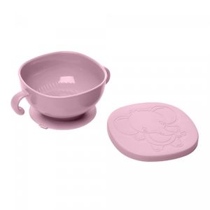 Bowl com Tampa e Ventosa Baby Elefante Rosa Plástico - Lyor