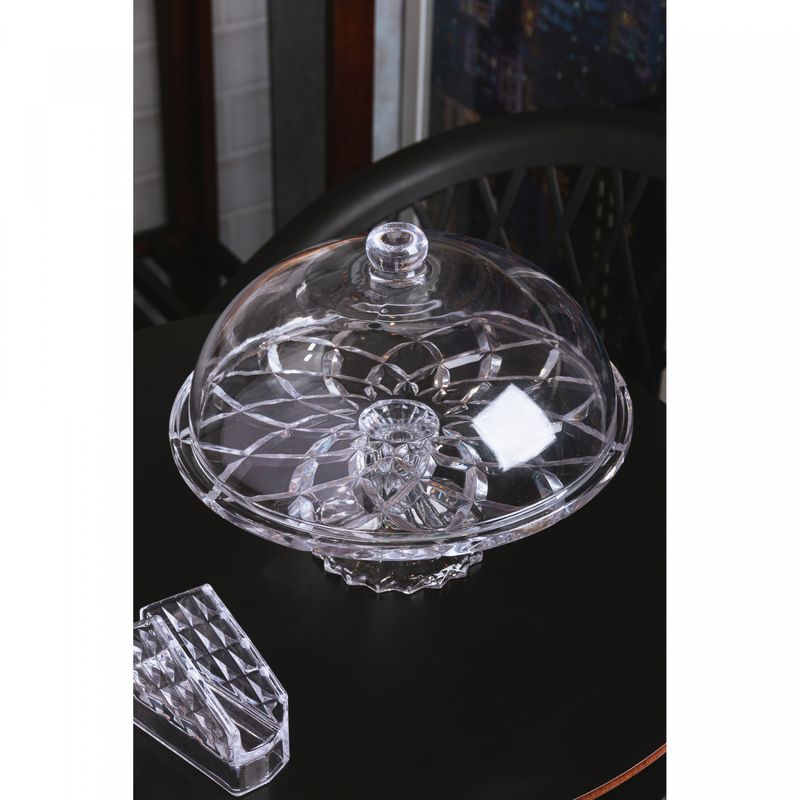 Prato-para-Bolo-com-Pe-e-Tampa-Deli-Diamond-30cm-x-235cm-Vidro-Lyor