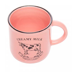 Caneca Creamy Milk 180ml Rosa Cerâmica - Lyor